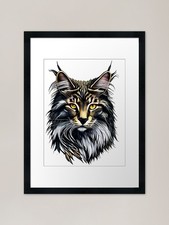 Maine Coon Cat in Watercolor