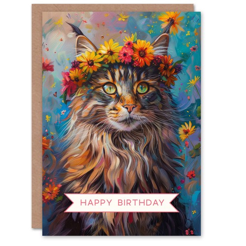 Birthday card maine - birthday, cat