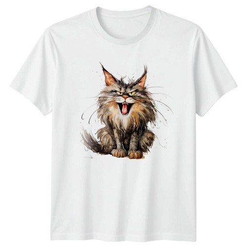 Angry hissing maine coon cat - angry,