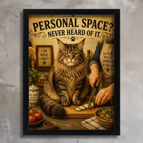 Funny maine coon print cat - maine,