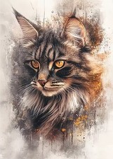 Maine Coon Cat Watercolour